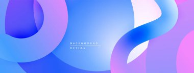Soyut sıvı şekiller, canlı mavi, mor renkler. Modern tasarım, pürüzsüz eğimler dinamik kompozisyon yaratır. Minimalist estetik.