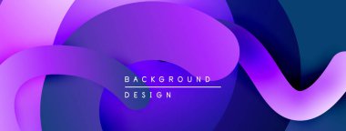 Soyut sıvı şekiller, canlı mor renkler, modern tasarım. Gradyan renkler dinamik görsel efekt yaratır. Minimalist metin örtüsü mevcut.