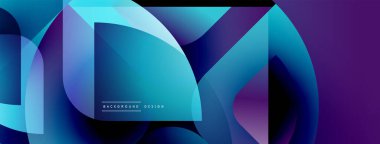 Soyut sıvı şekilleri örtüşür, parlak mavi ve mor renkler yaratır. Modern tasarım teknoloji, yenilik, dinamik hareket öneriyor.