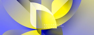 Soyut tasarım mavi gradyanlar üzerinde akan sarı şekilleri içerir. Metin elementi ile modern kompozisyon, basit ama dinamik görsel.