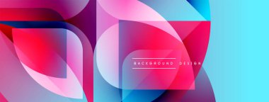 Soyut geometrik şekiller, canlı renklerin karışımı. Modern tasarım, dinamik kompozisyon, pürüzsüz gradyanlar görsel ilgi yaratır.