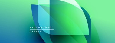 Soyut sıvı şekilleri kesişir. Renkler karışık mavi, yeşiller, turkuaz. Arkaplan ve sunumlar için modern tasarım ögesi.