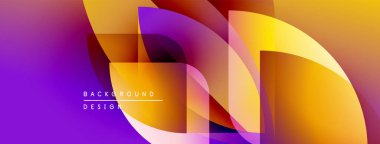 Soyut gradyan şekiller çakışıyor. Mor, turuncu, sarı renkler dinamik görsel efekt yaratır. Metin arka plan tasarımı okur. Modern, canlı kompozisyon.