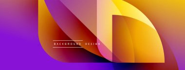 Soyut gradyan katmanlar dinamik bileşim oluşturur. Parlak sarı, modern tasarım elementine canlı mor geçişler.