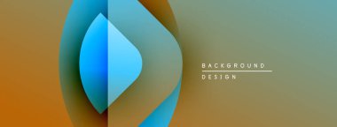 Soyut tasarım katmanlı şekiller, canlı renkler içerir. Gradyan karışımları modern görsel efektler yaratır. Metin arkaplan tasarımı okur.