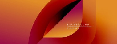 Soyut eğim arkaplanı. Turuncu, kırmızı renkler düzgün bir şekilde harmanlanır. Üst üste binen şekiller dinamik görsel efekt yaratır. Minimalist tasarım.