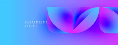 Soyut gradyan şekiller çakışıyor. Mor 'a mavi geçişler, dinamik görsel efekt yaratır. Metin arka plan tasarımı okur. Modern, canlı kompozisyon.