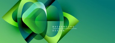 Soyut yeşil şekiller örtüşür, dinamik görsel efekt yaratır. Renkler derinliği, modern tasarım elementlerini gösteriyor.