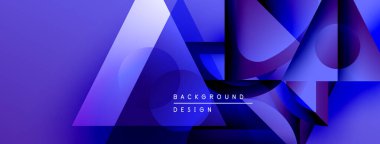 Soyut mavi tasarım üst üste binen şekiller, gradyanlar, dinamik kompozisyon. Arka planlar ve sunumlar için modern estetik.