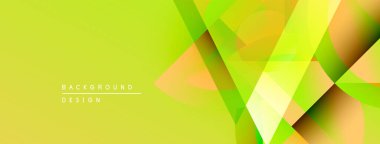 Soyut geometrik şekiller örtüşür, parlak sarı gradyanlar yaratır. Tasarım modern stil, arkaplan ve sunumlar için uygun.