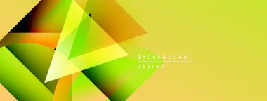 Soyut geometrik şekiller örtüşür, parlak sarı ve yeşil renkler yaratır. Modern tasarım enerjik ve dinamik hissettiriyor. Arkaplan yenilik ve teknoloji öneriyor.