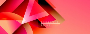 Soyut geometrik şekiller, canlı pembeler, kırmızılar dinamik arkaplan oluşturur. Modern tasarım elementleri enerji, hareket.