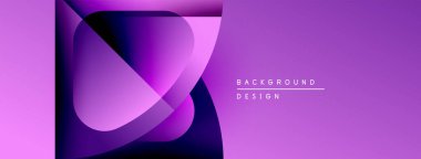 Soyut mor tasarım katmanlı şekiller, gradyanlar içerir. Modern estetik, arka planlar ve sunumlar için uygun. Minimalist stil.