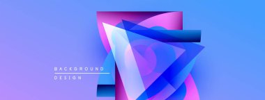 Soyut geometrik şekiller örtüşür, parlak mavi ve pembe renkler yaratır. Arkaplan ve sunumlar için modern tasarım ögesi.