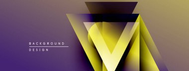 Soyut geometrik tasarım. Gradyan mor, sarı renkler dinamik görsel efekt yaratır. Minimalist tarz, modern estetik.