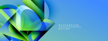 Soyut şekiller mavileri, yeşillikleri harmanlıyor. Gradyan arka plan modern görsel efekt yaratır. Metin arkaplan tasarımı okur.