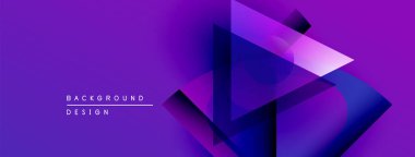 Soyut mor tasarım üst üste binen geometrik şekiller içerir. Gradyan renkler dinamik görsel efekt yaratır. Modern arkaplan dokusu.
