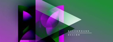 Soyut geometrik şekiller örtüşüyor, canlı mor ve yeşil renkler yaratıyor. Modern tasarım elementleri dijital sanat, arkaplan dokusu.