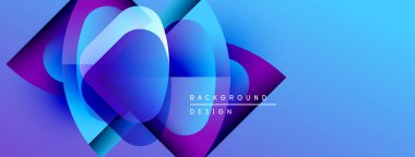 Soyut kompozisyon. Üst üste binen şekiller dinamik görsel efekt yaratır. Mavi, mor renkler dizaynın hakimi. Modern, canlı arkaplan.