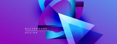 Soyut mor arkaplan geometrik şekiller, gradyanlar, dinamik bileşimler içerir. Modern tasarım elementleri görsel ilgi yaratır.