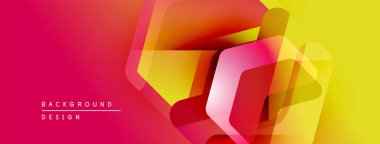 Soyut geometrik tasarım. Canlı gradyanlar pembe, turuncu, sarı karışımı. Üst üste binen şekiller dinamik görsel efekt yaratır. Modern arkaplan dokusu.