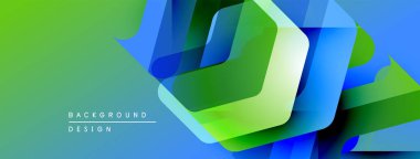 Soyut geometrik şekiller, canlı yeşil mavi gradyan. Modern tasarım elementleri dinamik görsel doku oluşturur. Arkaplan yenilik ve teknoloji öneriyor.