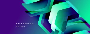 Soyut geometrik şekiller örtüşüyor, canlı mor ve yeşil renkler yaratıyor. Modern tasarım elementleri teknoloji ve yenilik öneriyor. Arkaplan özellikleri metin arkaplanı, tasarım.