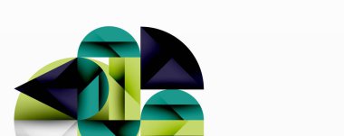 Soyut geometrik şekiller, yeşil, donanma, beyaz. Üst üste binen formlar modern görsel kompozisyon oluşturur. Minimalist tasarım, temiz çizgiler.