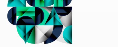 Soyut geometrik şekiller, deniz mavisi ve deniz mavisi renkleri, modern tasarım. Minimalist kompozisyon, temiz çizgiler, dijital illüstrasyon.