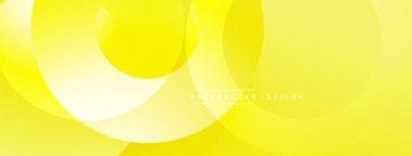 Sarı soyut arkaplan. Üst üste binen daireler pürüzsüz eğimler ve modern tasarım yaratır. Basit, zarif görsel kompozisyon.
