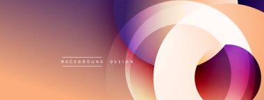 Soyut tasarım özellikleri üst üste binen daireler, gradyanlar. Sıcak renkler baskın gelir, modern görsel efekt yaratır. Metin arkaplan tasarımı okur.