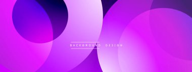 Soyut mor arkaplan. Üst üste binen daireler dinamik görsel efekt yaratır. Dijital projeler için modern tasarım.