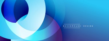 Soyut mavi tasarım, üst üste binen daireler, gradyanlar. Modern estetik, arka planlar ve sunumlar için uygun. Temiz, canlı kompozisyon.