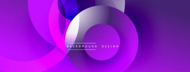 Soyut mor tasarım, üst üste binen daireler, gradyanlar. Dijital projeler ve sunumlar için modern arkaplan uygun. Canlı, dinamik bileşim.