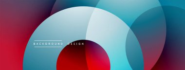 Soyut sıvı şekilleri kesişir. Kırmızı, mavi, beyaz gradyanlar dinamik bileşim oluşturur. Arka planlar için modern tasarım ögesi.