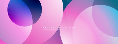 Soyut daireler örtüşüyor, parlak pembe ve mavi renkler yaratıyor. Modern tasarım dinamik, pürüzsüz, görsel olarak çekici..