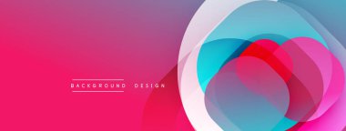 Soyut enerjik tasarım. Üst üste binen daireler dinamik görsel efekt yaratır. Pembe, mavi renkler kompozisyona hakim. Modern estetik.