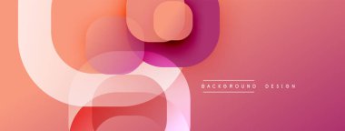 Soyut şekiller örtüşür, yumuşak eğimler yaratır. Pembe, şeftali renkleri dizaynın hakimi. Minimalist estetik, modern his.