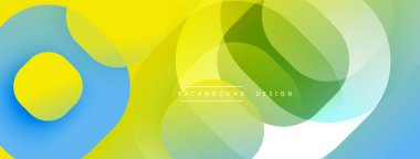 Soyut renkli şekiller çakışıyor. Sarı, mavi, yeşil renkler dinamik görsel akış yaratır. Arka planlar için modern tasarım ögesi.