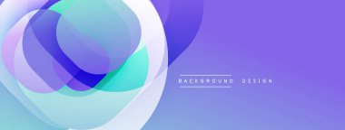 Soyut daireler örtüşüyor, canlı mor, mavi renkler yaratıyor. Arka planlar ve sunumlar için modern tasarım öğesi. Yumuşak gradyanlar görsel cazibe sunar.