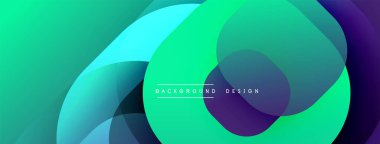 Soyut, enerjik bir arkaplan. Üst üste binen daireler dinamik görsel efekt yaratır. Turkuaz, mor renkler kompozisyona hakim. Modern tasarım ögesi.