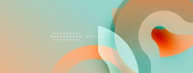 Soyut sıvı şekilleri örtüşür ve yumuşak renk değişimleri yaratır. Şeftali, deniz mavisi, bej renkleri tasarımda baskın. Minimalist estetik.