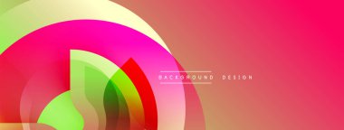 Soyut enerjik tasarım. Üst üste binen daireler dinamik değişim etkisi yaratır. Pembe, yeşil, sarı renkler kompozisyona hakim. Modern estetik.