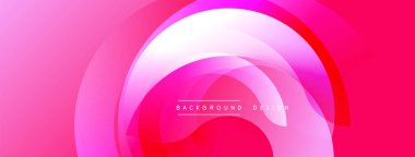 Soyut pembe tasarım katmanlı dairesel şekiller içerir. Gradyan renkler dinamik görsel efekt yaratır. Metin arkaplan tasarımı okur.