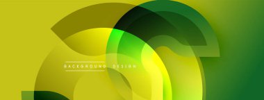 Soyut sarı yeşil arka plan. Üst üste binen şekiller dinamik görsel efekt yaratır. Sancaklar ve sunumlar için modern tasarım uygun.