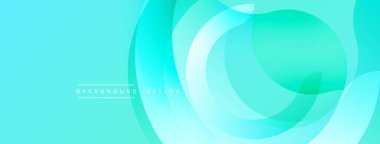 Soyut turkuaz arka plan. Üst üste binen daireler dinamik görsel akış yaratır. Dijital projeler için modern tasarım öğesi. Düz eğimler, temiz estetik..