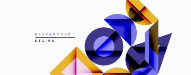 Soyut geometrik bileşim. Üst üste binen şekiller dinamik görsel efekt yaratır. Mavi, altın, pembe renkler dizaynın hakimi. Modern tarz, temiz hatlar.