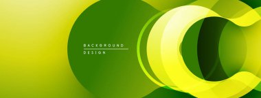 Soyut yeşil arkaplan. Üst üste binen katmanlar dinamik görsel efekt yaratır. Yumuşak eğimler, modern tasarım elementleri mevcut.