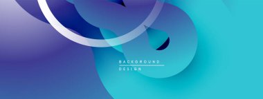 Soyut sıvı şekilleri, canlı maviler, morlar dinamik bir zemin oluşturur. Yumuşak eğimli minimalist tasarım, modern estetik.