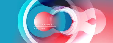 Soyut renkli tasarım. Üst üste binen daireler dinamik görsel efekt yaratır. Mezuniyet geçişleri, modern estetik..